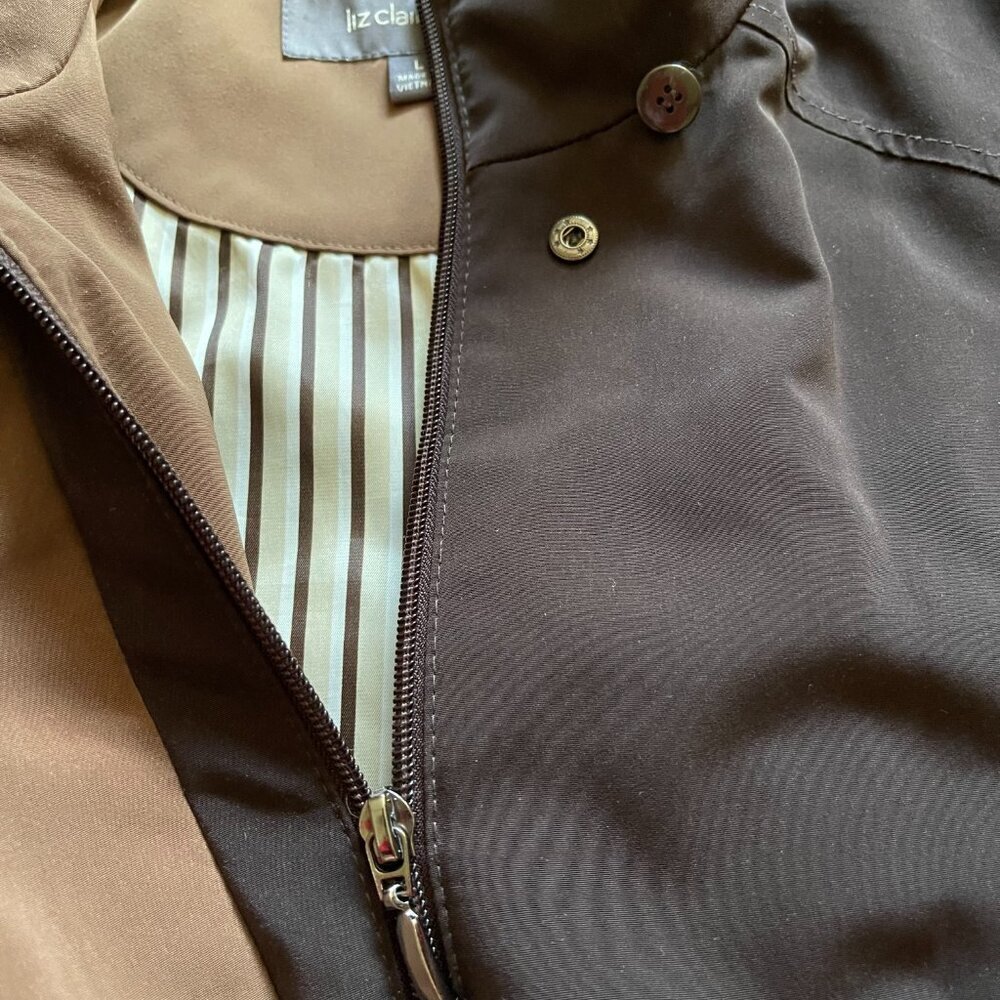Liz Claiborne Vintage Brown Utility Jacket Women's Large - Collared - Picture 15 of 15